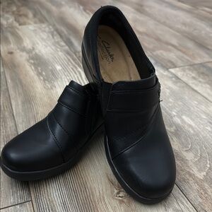Clarks Angie Pearl Black Leather Loafers